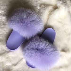 Lavender fur sandals